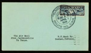 C.A.M.10   FIRST FLT. JACKSONVILLE TO TAMPA  APR.1, 1926 - C7 FRANKING (ESP#885)