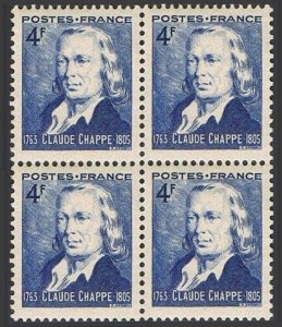 France 474 block/4,MNH. Michel 630. Optical telegraph, 150, 1944. Claude Chappe.