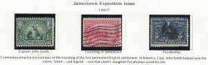 Scott 328 - 330 - Jamestown Exposition. Set Of 3.  Used..   #02 328s3f