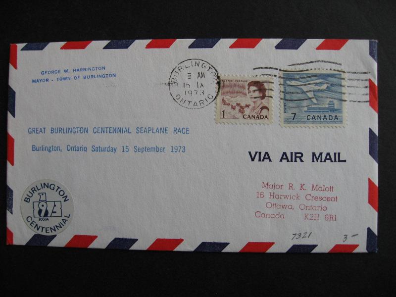 CANADA 1973 Burlington Centennial Seaplane Race cover, check it out!