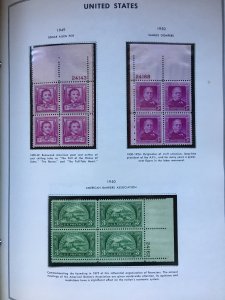 100+ US Plate Blocks 1940s-70s and two albums