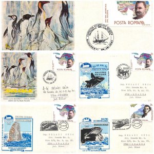 BB001 Polar region fauna philately whales Belgica Romania 4 x Belgica FDC 1987