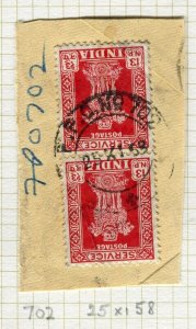 INDIA; Early GVI issue + POSTMARK on fine used value, Field PO 702