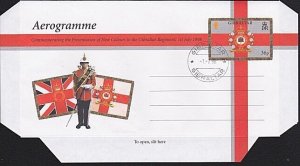 GIBRALTAR 1998 36p Gib Regiment aerogramme CTO.............................B3242