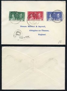 Cayman Is 1937 Coronation on a Cover
