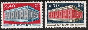 Andorra / Sc #188 & #189 MNH / 1969 Europa Cept -  cv$18.50