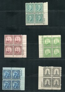 692 - 696 Regular Issue Rotary Stamp Plate Blocks All MNH Perf 11 x 10 1/2  1931