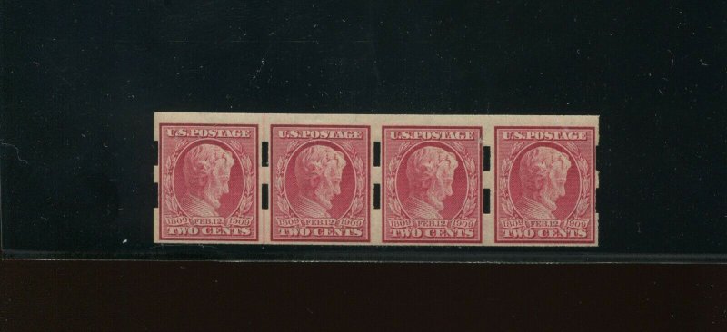 Scott 368 Schermack Type 3 Mint Line Strip of 4 Stamps NH (Stock 368-Sch2)