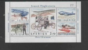 SWEDEN #1516 1984 SWEDISH AVIATION HISTORY MINT VF NH O.G S/S hh