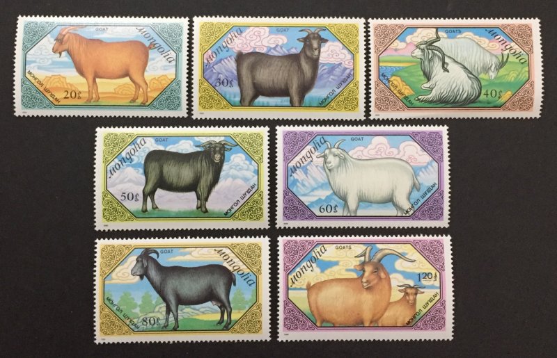 Mongolia  1989 #1730-6, Goats, MNH.