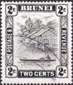 BRUNEI 1951 2c Black SG80ab FU