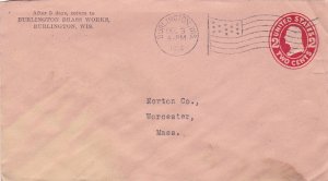 U.S. BURLINGTON BRASS WORKS, Wisconsin 1914 Flag Cancel Pre Paid Cover Ref 47465