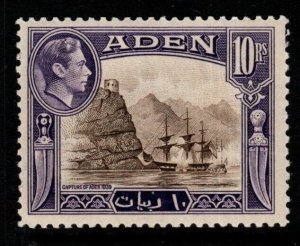 ADEN SG27 1939 10r SEPIA & VIOLET MNH