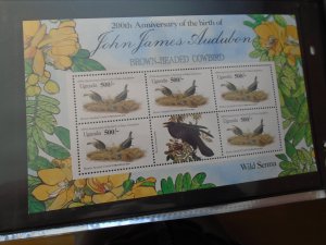 Uganda   Birds  J J  Audubon  #  472  MNH   Mini Sheet