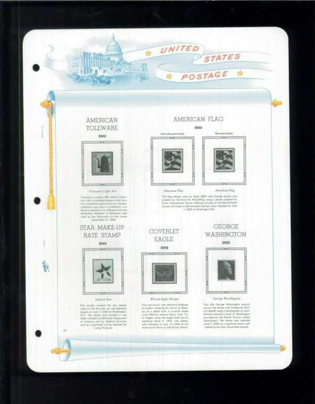 2002 White Ace US Regular Issue Stamp Album Simplified Supplement USR-32