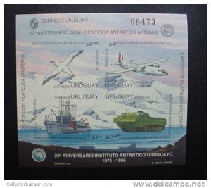 URUGUAY Sc#1589 Imperforated MLH STAMP S/S Antarctic bird Ship Tank - antarti...