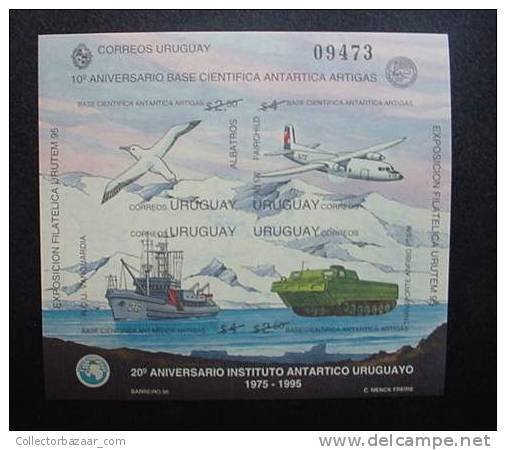 URUGUAY Sc#1589 Imperforated MLH STAMP S/S Antarctic bird Ship Tank - antarti...