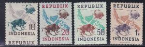 Indonesia # 62-65, UPU 75th Anniversary, (# 62 has a perforation error) NH