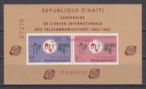 Haiti, Scott cat. 245a. Telecommunications, I.T.U. s/sheet.