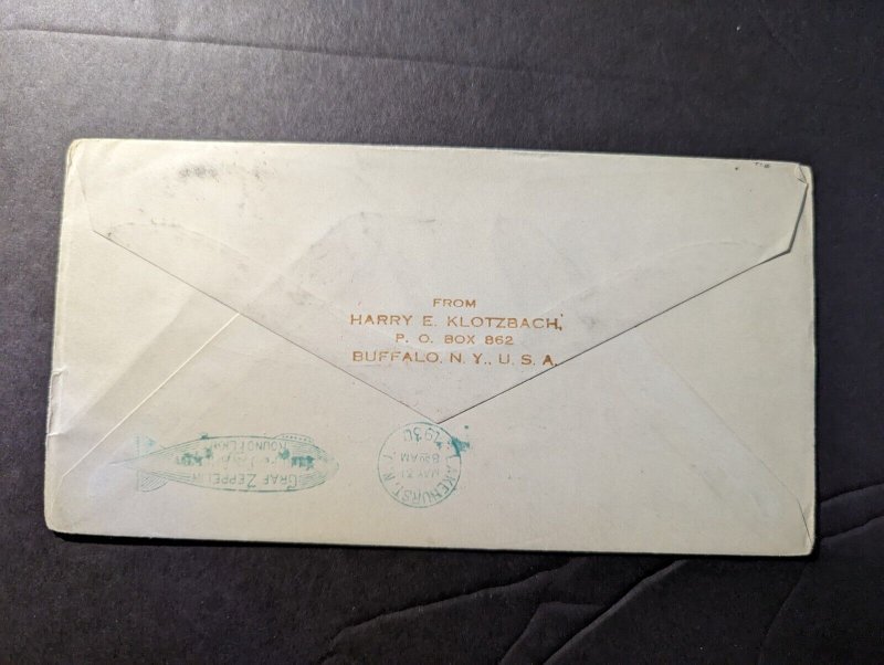 1930 Spain Graf Zeppelin LZ 127 Airmail Cover Seville to Buffalo NY USA