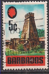 Barbados 1970 -71 QE2 5 cents Buildings used SG 403 ( J1150 )