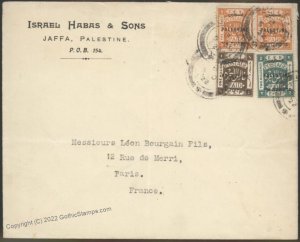 Israel Palestine British Mandate EEF Cover Jaffa Haifa Paris France G109312