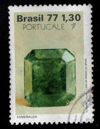 Brazil Scott  1537 Used Emerald gemstone stamp