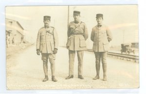 US  Real photo pc World War I, French instructors at Camp Funston, KS 1918