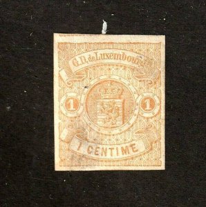 Luxembourg stamp #4, MH some glue, A2, 1c. buff, 1859-64, SCV$130 