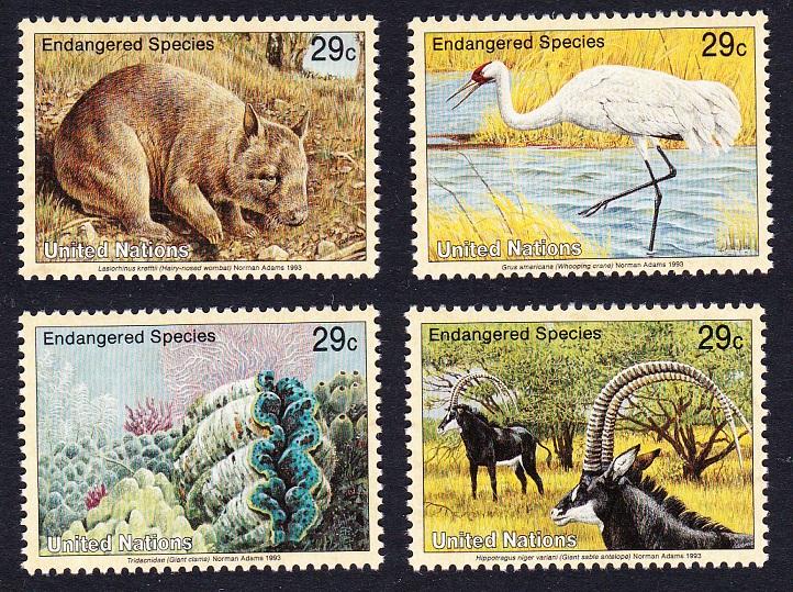 UN New York Birds Wombat Crane Clams Antelope 4v SG#630-633 SC#620-623