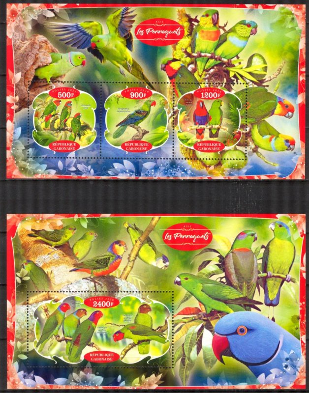 Gabon 2020 Birds Parrots (II) Sheet + S/S MNH