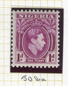 NIGERIA; 1938 early GVI issue fine Mint hinged Shade of 1d. value