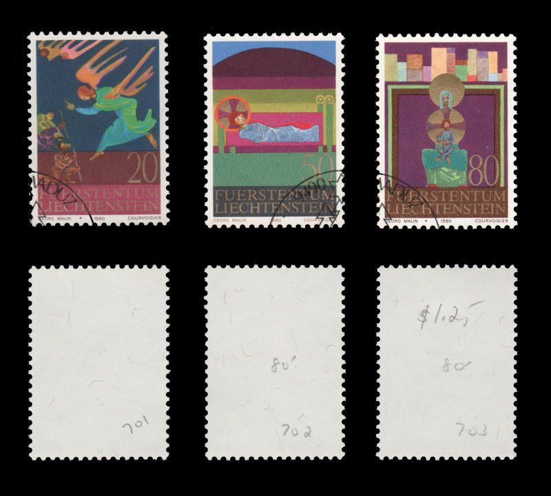 LIECHTENSTEIN 1980 SCOTT # 701 - 703. USED