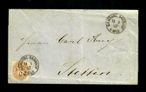 CF65 Prussia Folded letter 3sg  11-5-1867 Hamburg bahnhof back AUSG 12 5 0-11