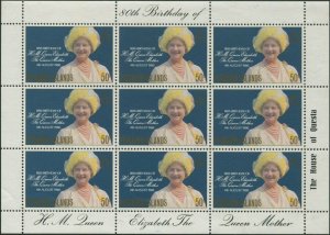 Pitcairn Islands 1980 SG206a 50c Queen Mother birthday sheetlet MNH