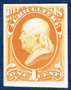 [st1633] USA Scott #O1P4 1¢ Agriculture Official Proof on Card