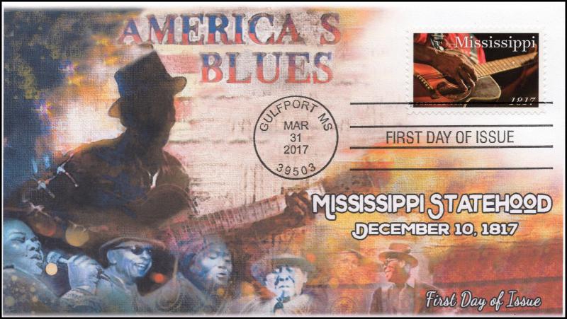 17-085, 2017, Mississippi Statehood, 200th Anniv, Gulfport MS, FDC, BW Postmark