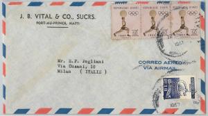 58614 -  HAITI - POSTAL HISTORY: COVER to ITALY - 1967 - OLYMPICS Weight lifting