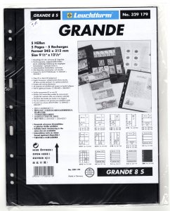 GRANDE 8S sheets - Black - 8 horizontal pockets - Pack of 5 - Lighthouse