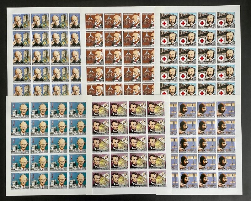 Stamps Full Set In Sheets Famous Figures (DUNANT/BLERIOT/HARRIS/PICCARD/KARPOW..