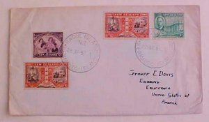 NEW ZEALAND RAOUL ISLAND 1951 COVER TO  USA