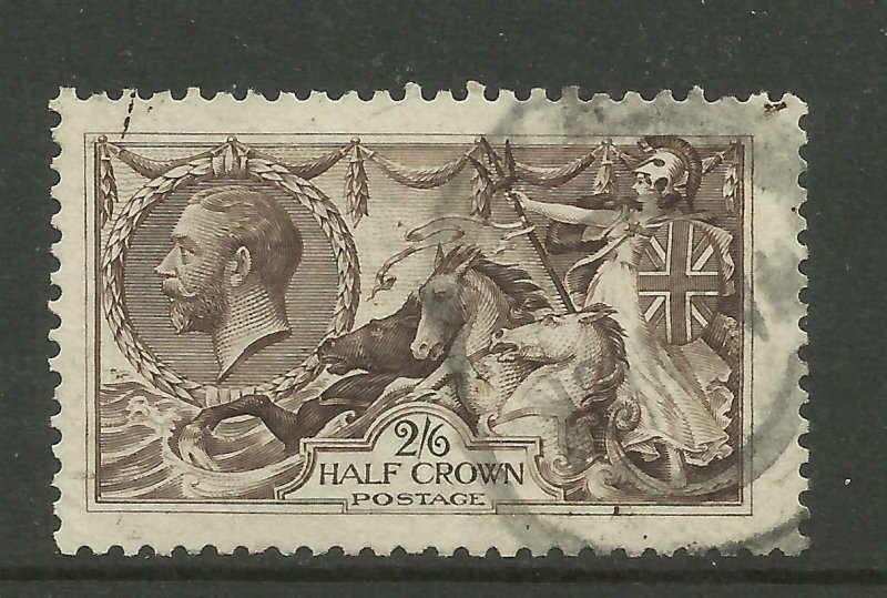 GB George V 1913 Waterlow Sg 400, 2/6d Sepia Brown Seahorse, Good used. {B9-30}