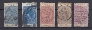 New Zealand QV 1882 Duty Collection Of 5 To 2s 6d SGF90/F99 Fine Used BP8782