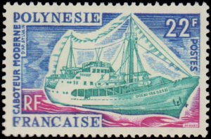 French Polynesia #217-222, Complete Set(6), 1966, Ships, Hinged