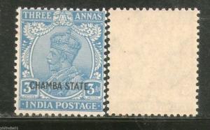 India CHAMBA State 3As KG V Postage Stamp Sc 54 / SG 70 1v MNH