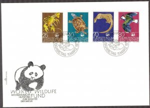 Liechtenstein 1976 WWF Birds Turtles Lobster Otter set of 4 FDC