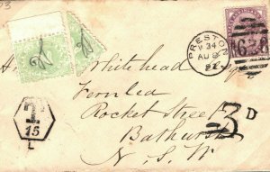 GB AUSTRALIA NSW *Postage Due Bisect* Underpaid Cover ex Preston 1897 MS2914*