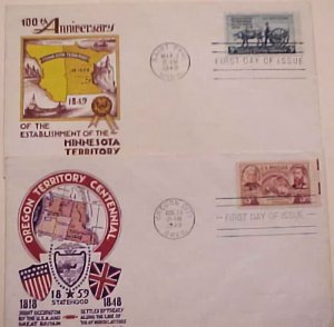 US  FDC  STAEHLE  1949 MINNESOTA , USA FDC STAEHLE  OREGON 1948