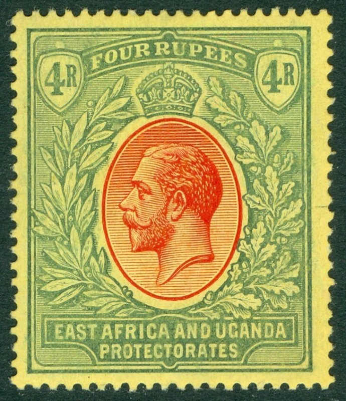 SG 56 KUT 1912-21. 4r red & green/yellow. A fine fresh lightly mounted mint...