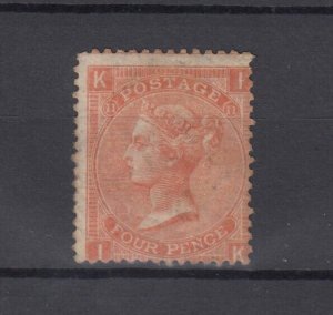 GB QV 1867 4d Vermillion SG94 Plate 11 MH BP11693